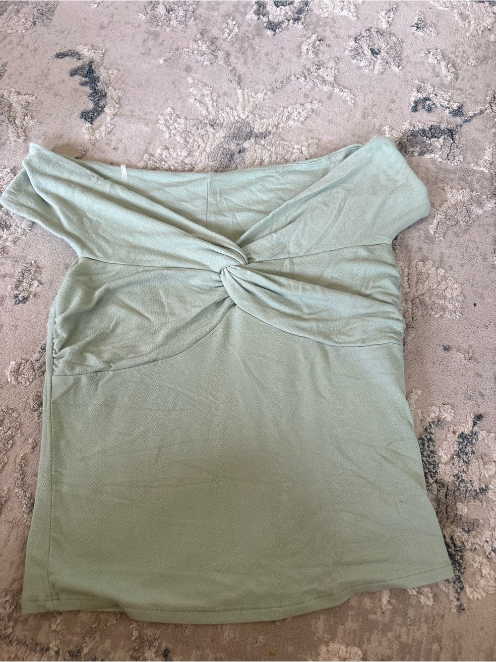 Off-Shoulder Twist Front Women's Top - Sage Green